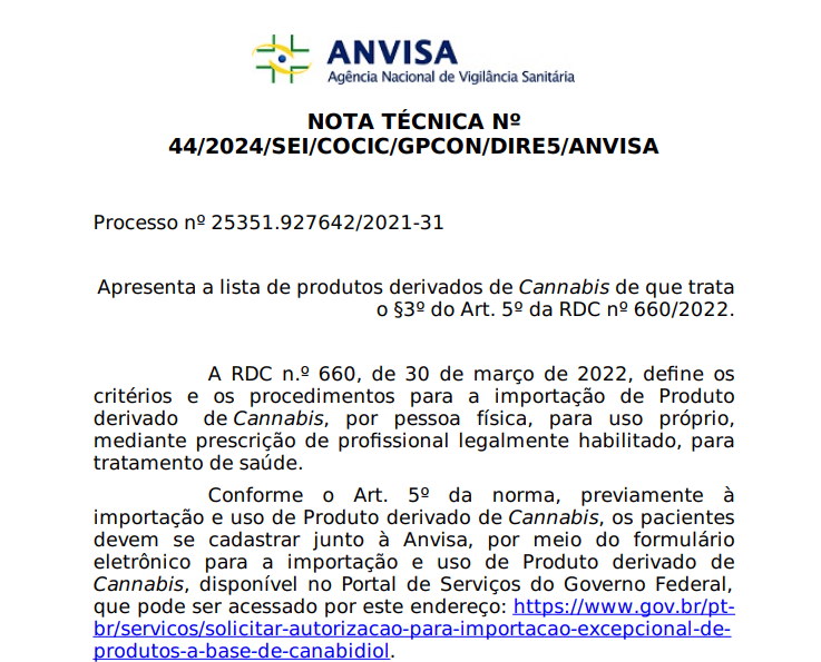 Nota Oficial – Esclarecimento sobre equívoco da ANVISA na operação Cannabis